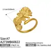 Mismo estilo que el blogger de estética fría de Instagram anillo abierto de hoja irregular de acero inoxidable chapado en oro de 18 quilates accesorio versátil de temperamento para mujeres