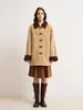 Abrigo de Lana Holgado con Bloques de Color Estilo Casual Otoño 2026 para Mujer, Chaqueta de Lana de Longitud Media