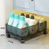 Organizador de cápsulas de detergente para ropa con ruedas para baño, estante de almacenamiento de suministros de lavandería debajo del fregadero