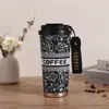 Caneca de café de lírio-do-vale em aço inoxidável 316, caneca de uso duplo com revestimento interno de cerâmica, canudo, caneca isolada para presente, caneca de viagem de grande capacidade