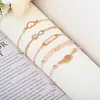 Pulsera Popular Hecha a Mano Tejida con Hilo Negra con Forma de Corazón, Elemento de Figura de Ocho, Cubo de Cristal y Set de Joyería de Hoja