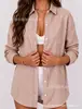 Camisa de Manga Larga Rayada Primera Edición Nueva Amazon Europa América Transfronteriza Comercio Exterior Exportación Botones Largos Unisex Casual de Negocios