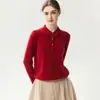 Estilo retro e intelectual~ Suéter polo de punto 100% cachemir puro para mujer para otoño e invierno, con un cuello suave y elegante y un suéter base cómodo y versátil