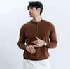 Suéter Masculino Estilo Old Money, Cuello Henley, Lujo Ligero, Gama Alta, Tejido de Punto de Manga Larga para Negocios, Primavera, Otoño, Invierno, Venta al por Mayor de Fábrica Transfronteriza