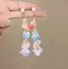 Pendientes de Borla con Pétalos de Tela Super Hada Estilo Coreano para Mujer, Pendientes de Diseño Único, Pendientes Largos Versátiles Estilo Resort Costero