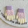 Guantes de Punto Jacquard Gruesos de Invierno para Niños y Niñas, Elegantes, Gruesos, Cálidos, de Cinco Dedos con Forro de Felpa, Modernos