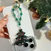 Cadena para Teléfono Móvil de Árbol de Navidad Atmosférico Colgante Personalizado Hecho a Mano con Perlas de Diamante Completo Regalo de Navidad Accesorio Versátil Llavero