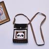 Bolso para teléfono móvil de estilo coreano con diseño de panda pequeño, bandolera de punto, bolso de mano con solapa, bolso informal para salir
