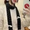 Bufanda de Punto Pequeña con Lunares y Lazo Dulce Coreano para Mujer en Otoño e Invierno Bufanda Cálida Versátil Fina Suave Retro Cera
