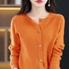 Cárdigan de punto de cuello redondo listo para usar de primera línea transfronterizo, chaqueta suéter fina sin costuras transfronteriza, top de capa base, abrigo de primavera para mujer