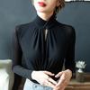 Camisa básica de malla negra para otoño e invierno, estilo occidental, camisa interior europea de manga larga para otoño