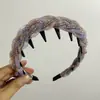 Diadema de Punto Trenzado Estilo Coreano con Perlas de Cristal y Borde Ancho para Mujer, Gorro Alto Esponjoso que Hace que la Cara Parezca Más Pequeña, Diadema para Uso Diario al Aire Libre