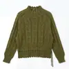 Suéter de Ganchillo Hueco Francés de Punto de Media Altura para Principios de Otoño, Delgado, con Sentido del Diseño, Nicho, Cintura Ajustada con Cordón, Suéter de Lana para Mujer