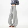 Calça Casual Oversized Lisa de Algodão Puro 320g para Outono