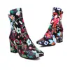 Elegantes botines bordados Otoño e invierno británico Botas de jinete tacón grueso botas de tacón alto 40-43 talla grande botas de comercio exterior