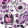 Compra direta transfronteiriça de 50 adesivos decorativos à prova d'água em estilo dark fantasy rosa e roxo de caveira, castelo de cristal, borboleta e rosa para planners