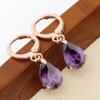 Aretes clásicos de circón en forma de gota de agua de 7*10 mm Aretes de color de moda caliente de Europa y Estados Unidos Aretes para mujer chapados en oro rosa