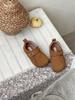 Botas Bagel Xshx Meninos e Meninas Outono Primeira Camada Camurça de Vaca Velcro Retro Funcional Sola Fina Sapatos Casuais