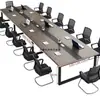Mesa de Conferencias, Mesa Larga, Combinación de Escritorio y Silla de Oficina, Banco de Trabajo Simple Largo de Madera Maciza, Mesa de Formación Minimalista Moderna para Salas de Reuniones