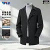 Abrigo de Lana para Hombre Otoño e Invierno Estilo Coreano Tres Botones Longitud Media Cuello de Solapa Holgado Casual Gabardina de Lana Doble Cara