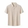 Camisa Masculina Laisibote de Nylon com Manga Curta para Primavera/Verão, Respirável e Confortável, Cor Sólida Versátil Casual
