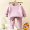 Conjunto de Ropa Interior Térmica para Niños, Ropa Gruesa de Otoño y Pantalones, Pijama de Felpa Sin Costuras para Niños y Niñas, Ropa de Dormir de Otoño e Invierno