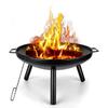 Calidad de comercio exterior para exteriores camping hierro plegable fogata brasero 24 pulgadas brasero de tres patas calentador de carbón