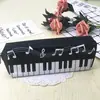 Novo estojo criativo para lápis de estudante, estojo quadrado para lápis, estojo único para lápis, estojo para artigos de papelaria com notas musicais e piano, caixa de papelaria para atacado
