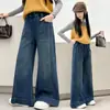 Jeans de Primavera y Otoño para Niñas 2026 Nuevos Casuales Estilo Coreano Rectos de Pierna Ancha Vaqueros para Niñas Mayores Transfronterizos