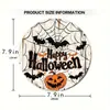 Letrero de Madera para Puerta de Halloween Retro Cruz Redondo Fantasma Calabaza Puerta Bruja Hogar Pared Adorno Colgante de Festival