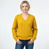 Marca de moda de comercio exterior transfronterizo de Amazon RL auténtico mismo estilo suéter básico de punto de canalé de color liso con cuello en V para mujer