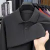 Camisa polo de manga larga 100% algodón para hombre con cuello camisero, adecuada para primavera y otoño, color liso casual, estilo de negocios ligero, versátil, transpirable y de corte holgado