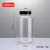 Garrafa Plástica Transparente de Boca Larga 1000ml PET Poliéster Garrafa de Boca Larga Grau Alimentício 1L Garrafa Dispensadora de Reagente