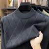 E-commerce Transfronteiriço Suéter Jacquard de Alta Qualidade para Homens Gola Meia-alta Outono Engrossado Quente Casual Suéter Camada de Base Masculina