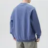 2025 Nuevo Otoño Japonés Retro Tejido Denim Hombres Cuello Camisero Manga Larga Vintage Lavado Sudadera Holgada Versátil