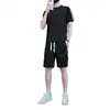 Roupa esportiva de verão camiseta de manga curta plus size conjunto moda masculina duffy bonito um conjunto com senso de design shorts largos vestuário masculino