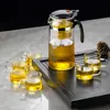 Taza Elegante Vidrio Espeso Resistente a Altas Temperaturas Juego de Té Casero Infusor de Té Separación de Té y Agua Preparación de Té con un Botón