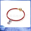 Pandora s925 Cobre Branco Banhado a Prata Corda de Couro Vermelha de Ano Novo Gato da Sorte Fortuna Pulseira de Corda de Couro DIY