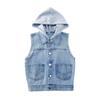 Chaqueta Chaleco de Mezclilla para Niñas Primavera y Otoño para Niños Mayores y Estudiantes 2026 Moda Chaleco de Mezclilla con Capucha Desmontable
