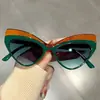Nuevas Gafas de Sol Retro Cat-Eye con Bloques de Color Exagerados, Estilo Hip-Hop y Diseño Único para Fiestas y Reuniones