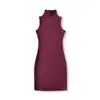 Ap26017-26 Nuevo Estilo de Principios de Primavera Estilo Europeo y Americano Cuello Alto Sin Mangas Elástico Ajustado Ceñido al Cuerpo Sexy que Resalta las Caderas Vestido