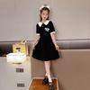 Vestido estilo Chanel para niña Verano Nuevo Estilo Coreano Niños Verano Manga Corta Vestido de Princesa Estilo Occidental de Verano para Niño Grande