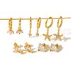 Aretes europeos y americanos de nicho de lujo ligero con exquisitos zircones, oro de 18 quilates, acero inoxidable, estrella de mar, trébol, para mujer, venta al por mayor
