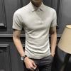 Polo de punto de manga corta para hombre, nueva marca de moda de verano, camiseta de negocios ajustada, camiseta informal de media manga para hombre