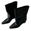 Botas de estilo retrô, com corte solto, de comprimento até a panturrilha, nova coleção outono/inverno 2026, modernas e elegantes, com salto grosso e bico fino, botinhas femininas