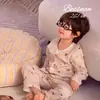 Conjunto de Pijama Fino de Manga Larga de Gasa de Doble Capa 100% Algodón para Niños, Ropa para Casa y Clima Templado