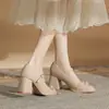 Zapatos para Mujer Jin Gang MY7013 Mary Jane de Tacón Grueso 2024 Nuevos Primavera y Otoño de Tacón Alto Combinables Zapatos de Boca Baja para Mujer