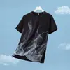 Camiseta de Manga Corta de Seda Helada Refrigerante 5 C Transfronteriza para Hombre, Talla Grande, Camiseta Versátil de Verano, Camiseta Básica Casual para Fitness