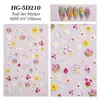 Pegatinas de Arte para Uñas Florales de Primavera Transfronterizas, Pegatinas de Uñas 3D Exquisitas Pintura al Óleo Flores Silvestres 5D en Relieve, Modelo Hg