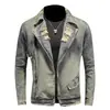 Ropa Pesada para Motocicleta Nueva para Hombre Chaqueta de Mezclilla Gris Desgastada Ropa para Motocicleta Marca de Moda Chaqueta de Gama Alta Ropa de Trabajo Superior